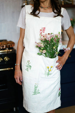 Botanical Embroidered Apron