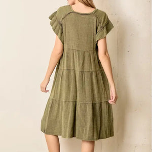 Double Tiered Olive Dress