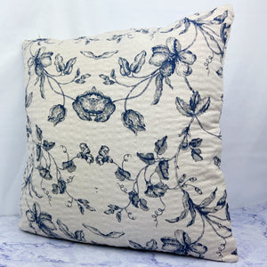 Blue Floral Quilted Pillow