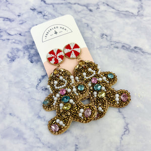 Beaded Gingerbread Man Earrings