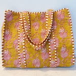 Tiger Printed Boho Bag with Striped Piping