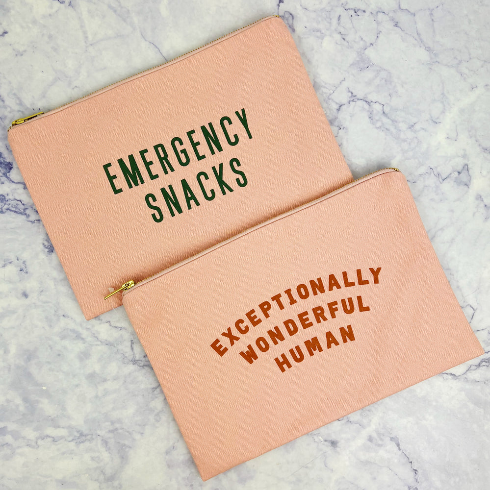 Blush Canvas Quote Pouch