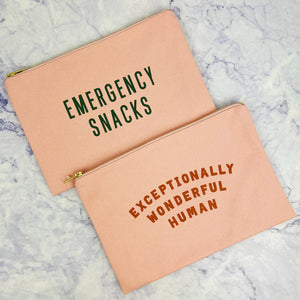 Blush Canvas Quote Pouch