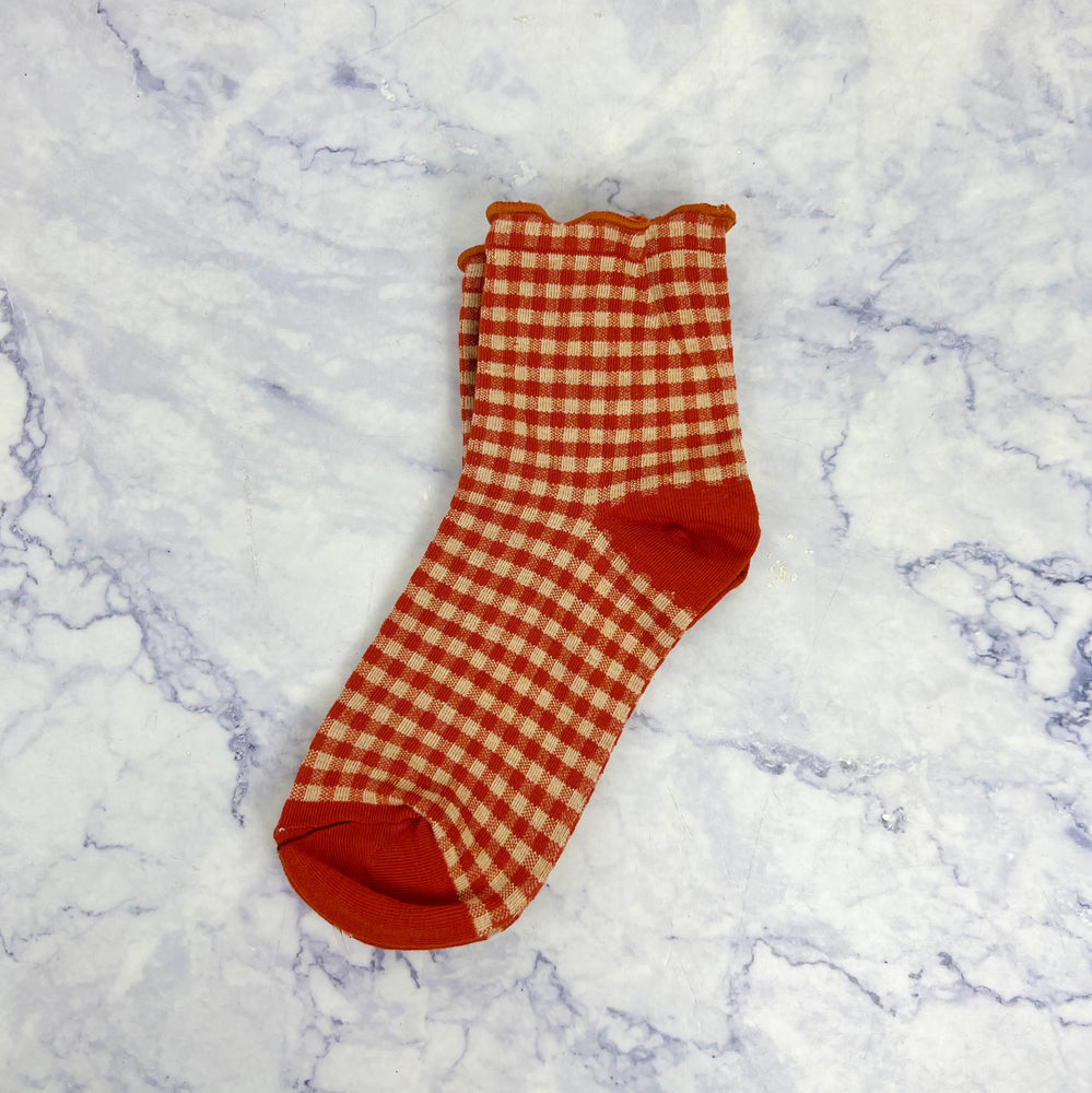 Plaid Ruffle Ankle Socks