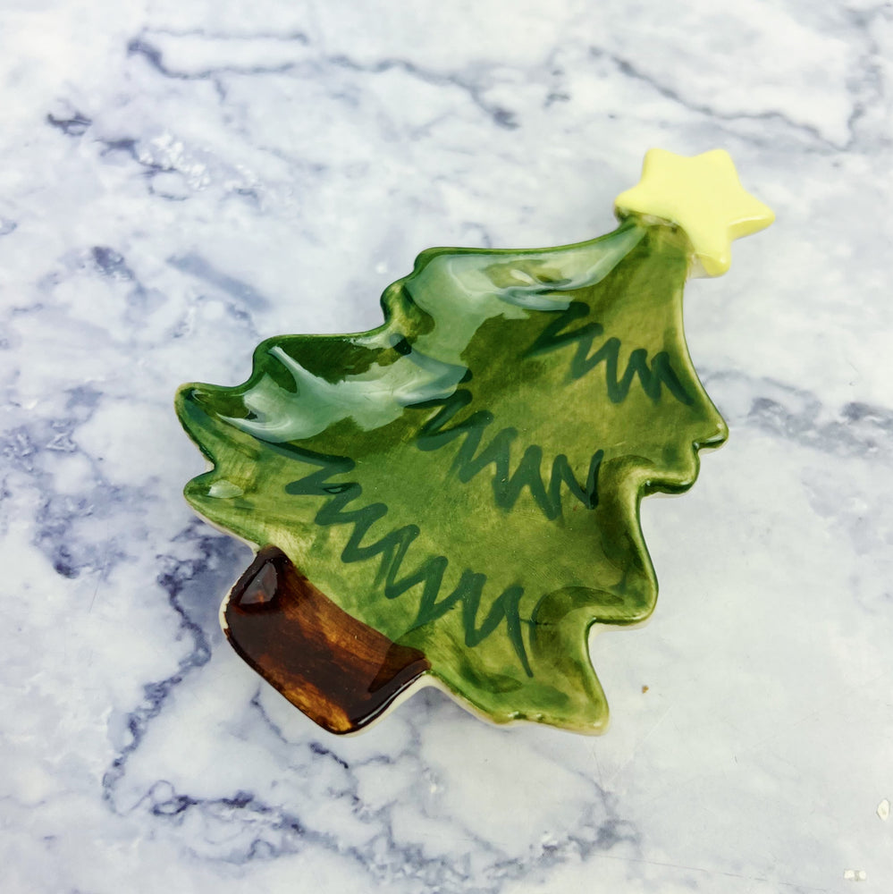 Tiny Stoneware Christmas Tree Dish