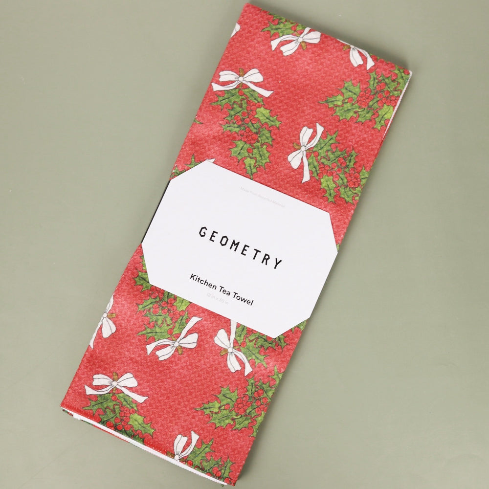 Christmas Berry Bow Tea Towel