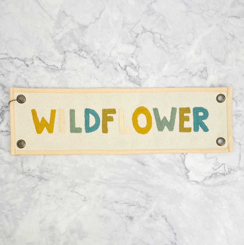 Wildflowers Embroidered Canvas Banner
