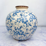 Blue and White Floral Terracotta Vase