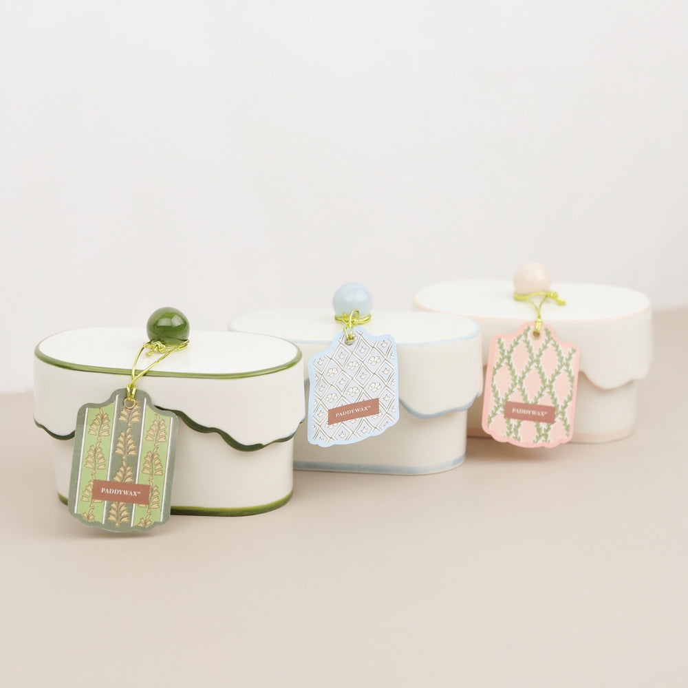 Cherie Porcelain Ceramic Candle with Colored Accents