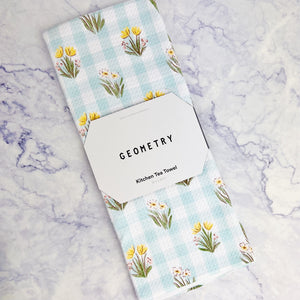 Picnic Plaid Blue Recycled Tea Towel