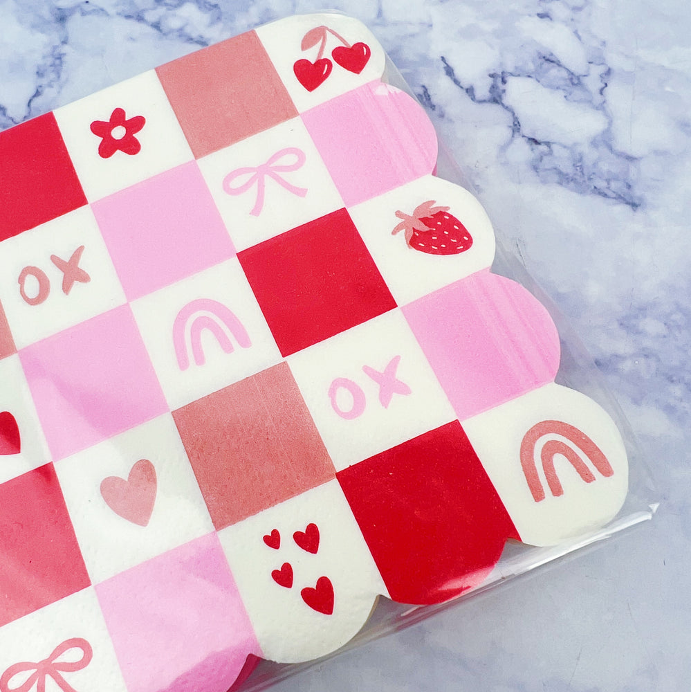 Valentine Checkered Party Napkins