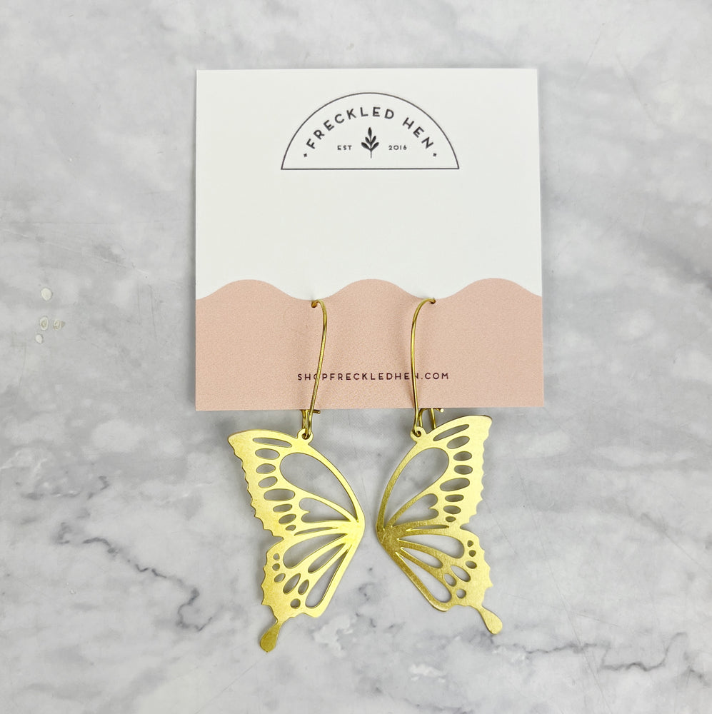 Butterfly Wings Brass Earrings
