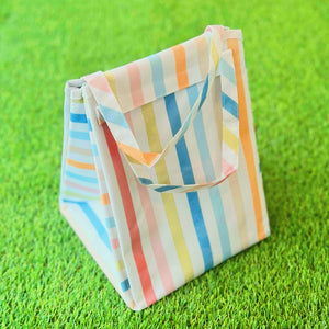 Pastel Striped Picnic Cooler Bag