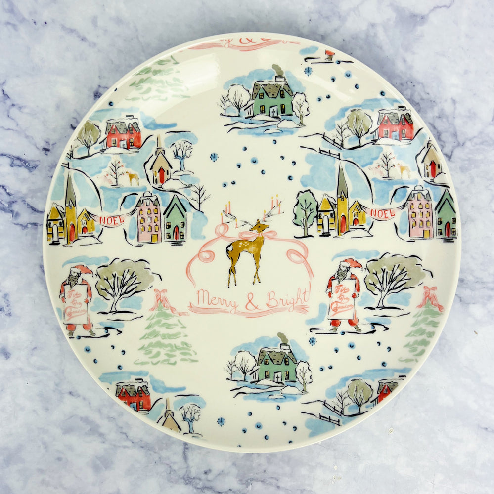 Whimsical Christmas Village Stoneware Plate