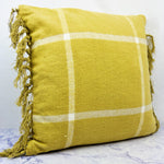 Citron Plaid Pillow with Fringe