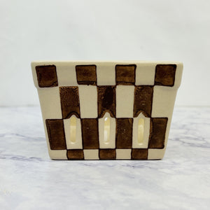 Checkered Stoneware Berry Baskets