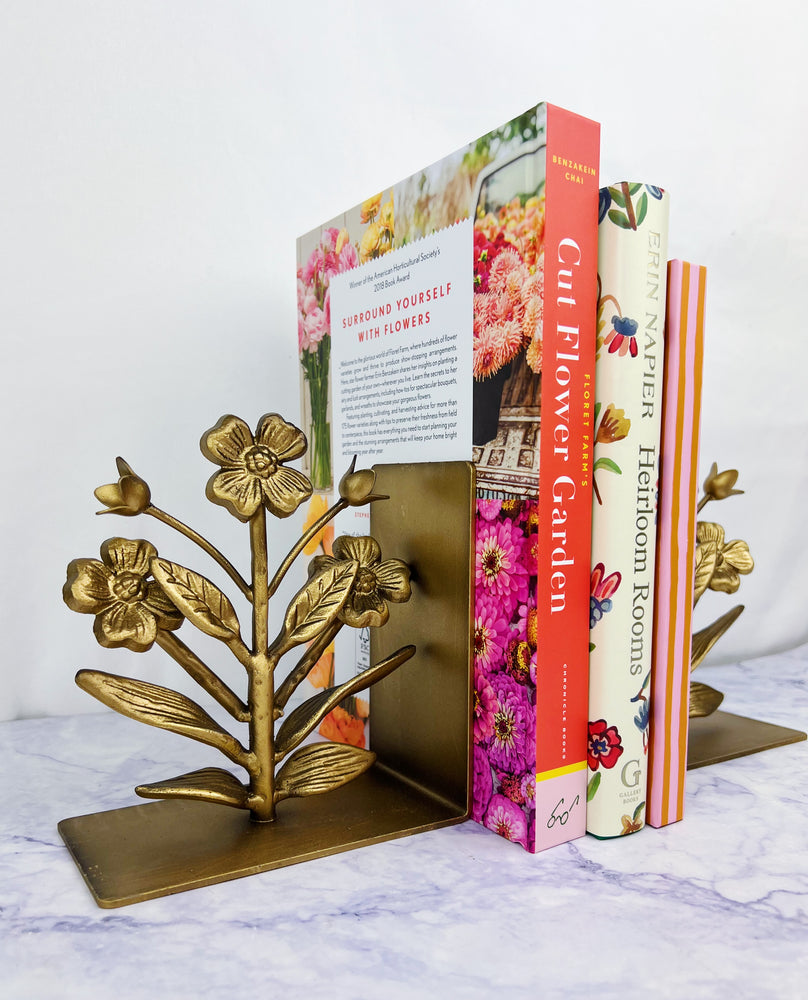 Cast Iron Flower Shaped Bookends