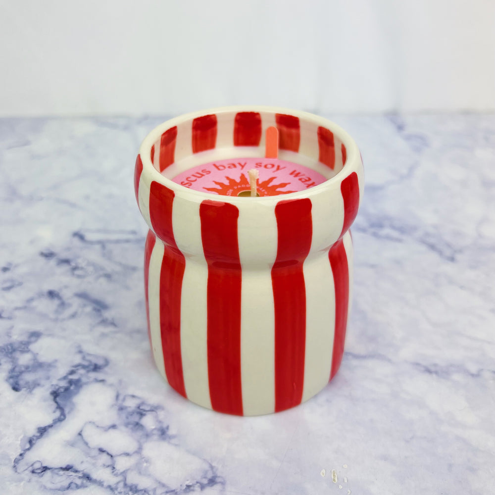 Hand Painted Striped Candle