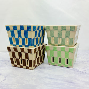 Checkered Stoneware Berry Baskets