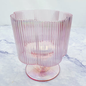 Blush Ribbed Flower Stem Glass