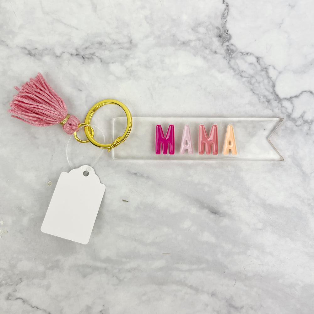 Mama Key Tag with Light Pink Tassel