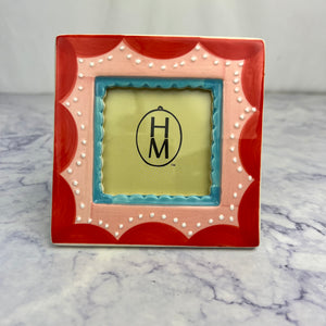 Stoneware Photo Frame - Pink Dots