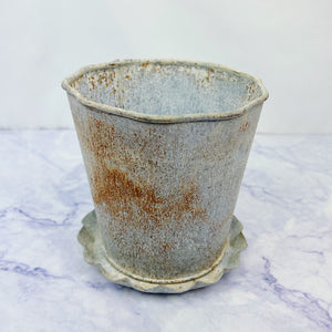 Zinc Pot with Ruffled Saucer