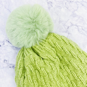 Fleece Lined Knit Pom Pom Hat