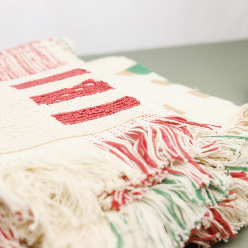 Cream Woven Holiday Throw