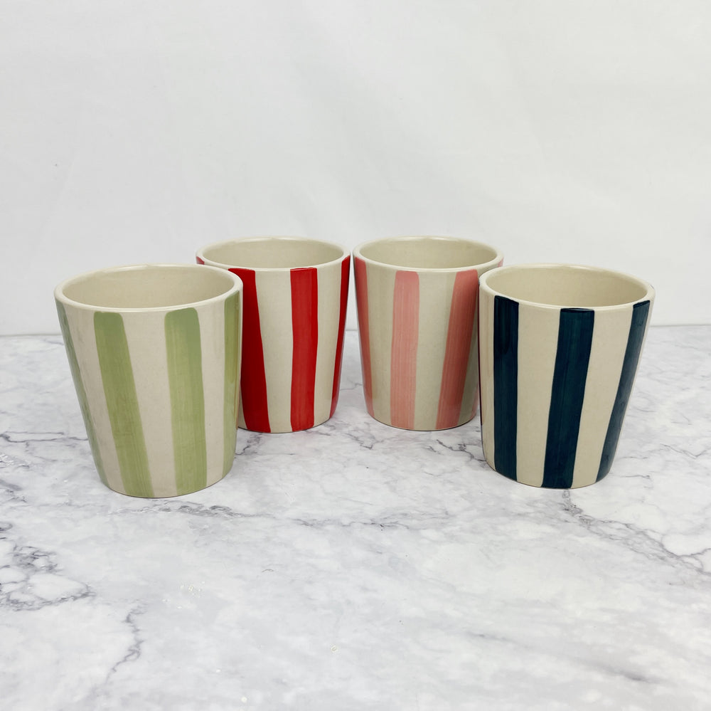 Striped Stoneware Cups