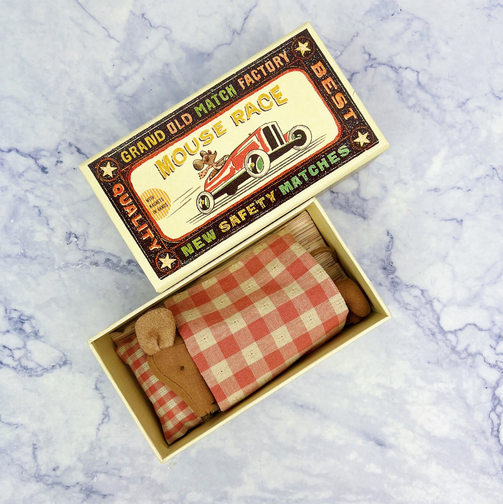 Big Sister Mouse with Pink Gingham in Matchbox