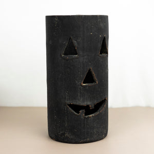 Tall Black Clay Jack-O-Lantern