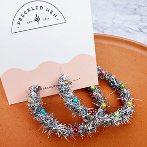 Festive Tinsel Hoop Earrings