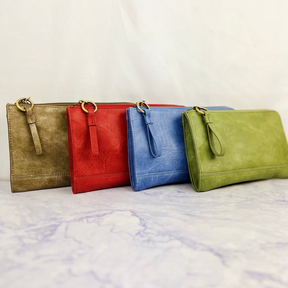 Faux Suede Convertible Wristlet & Wallet