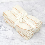 Cream Napkin Set with Grid & Stripes