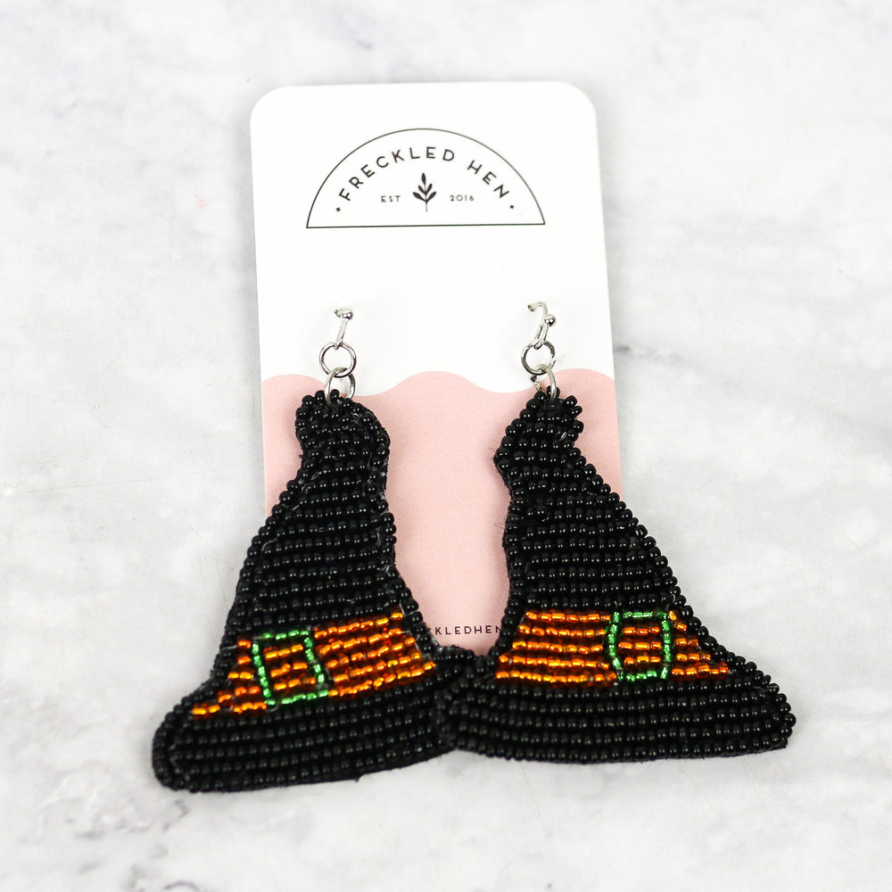 Beaded Witches Hat Earrings