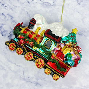 Christmas Train Glass Ornament