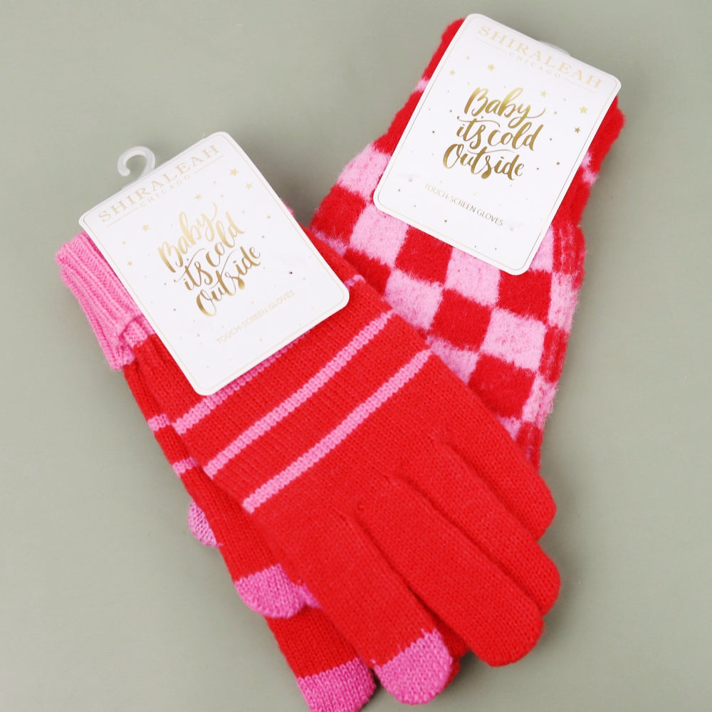 Red and Pink Touchscreen Gloves