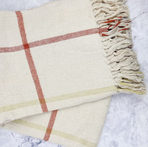 
                
                    Load image into Gallery viewer, Cream and Orange Brushed Cotton Throw
                
            