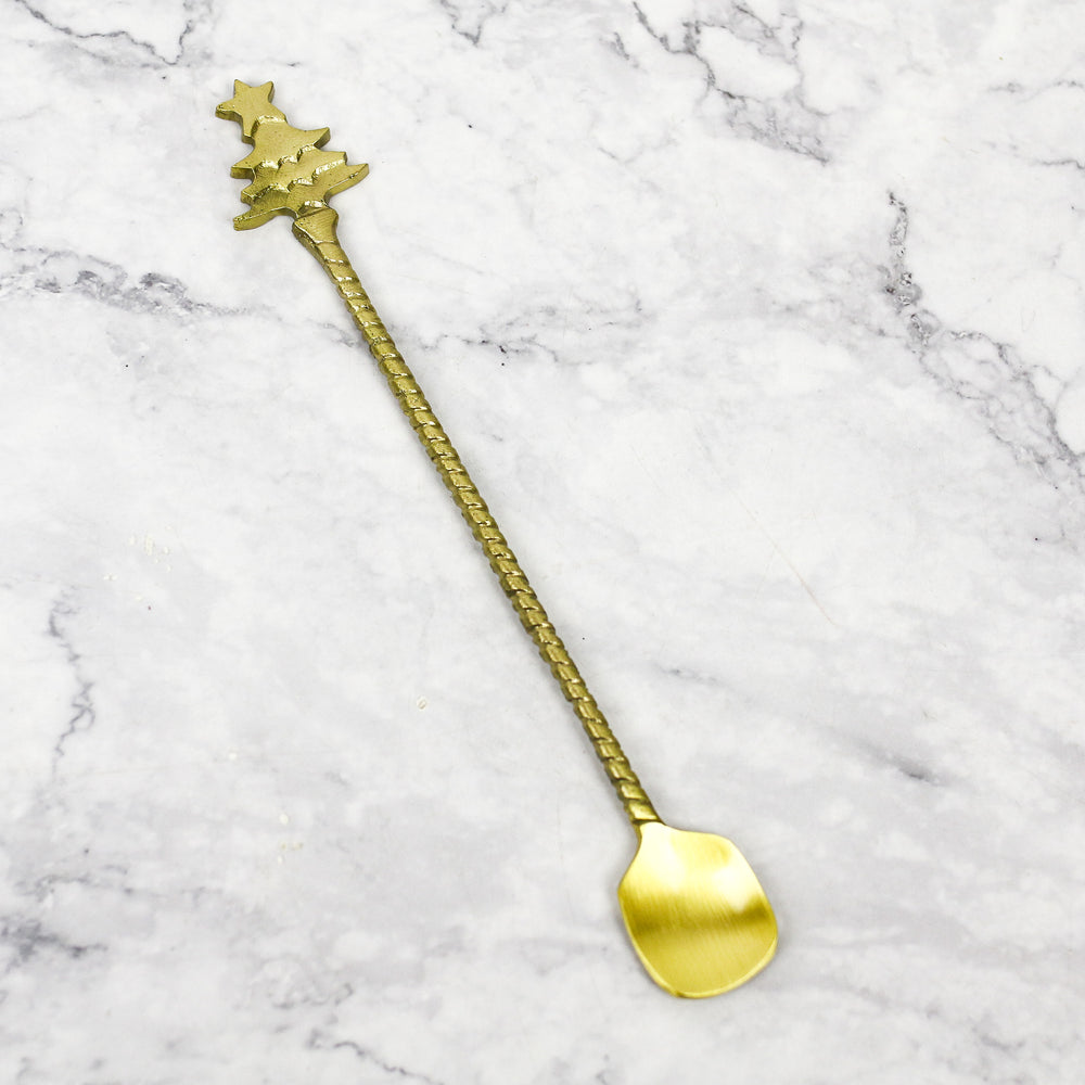 Brass Bar Spoon with Christmas Tree