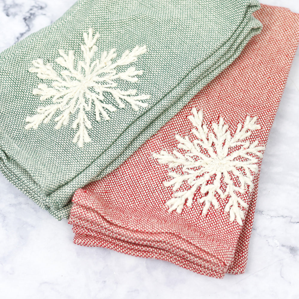 Embroidered Snowflake Napkins - Set of 4