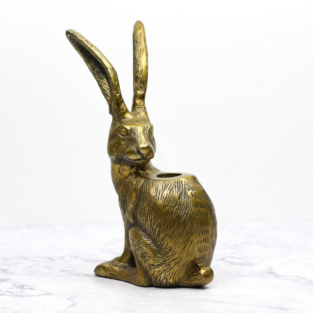 Brass Hare Candle Holder