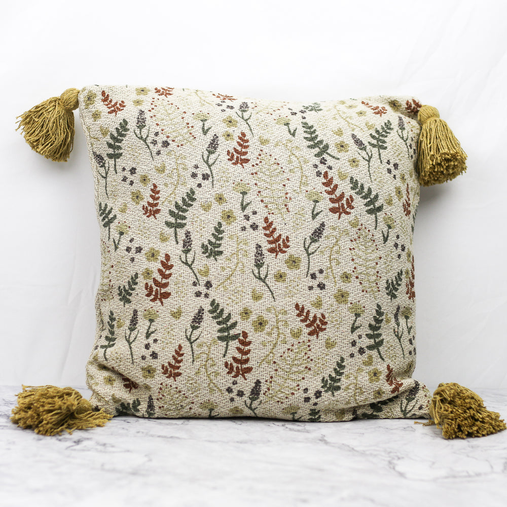 
                
                    Load image into Gallery viewer, Botanical Pillow with Tan Tassels
                
            