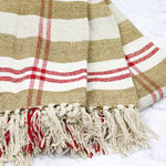 Tan and Red Plaid Cotton Throw