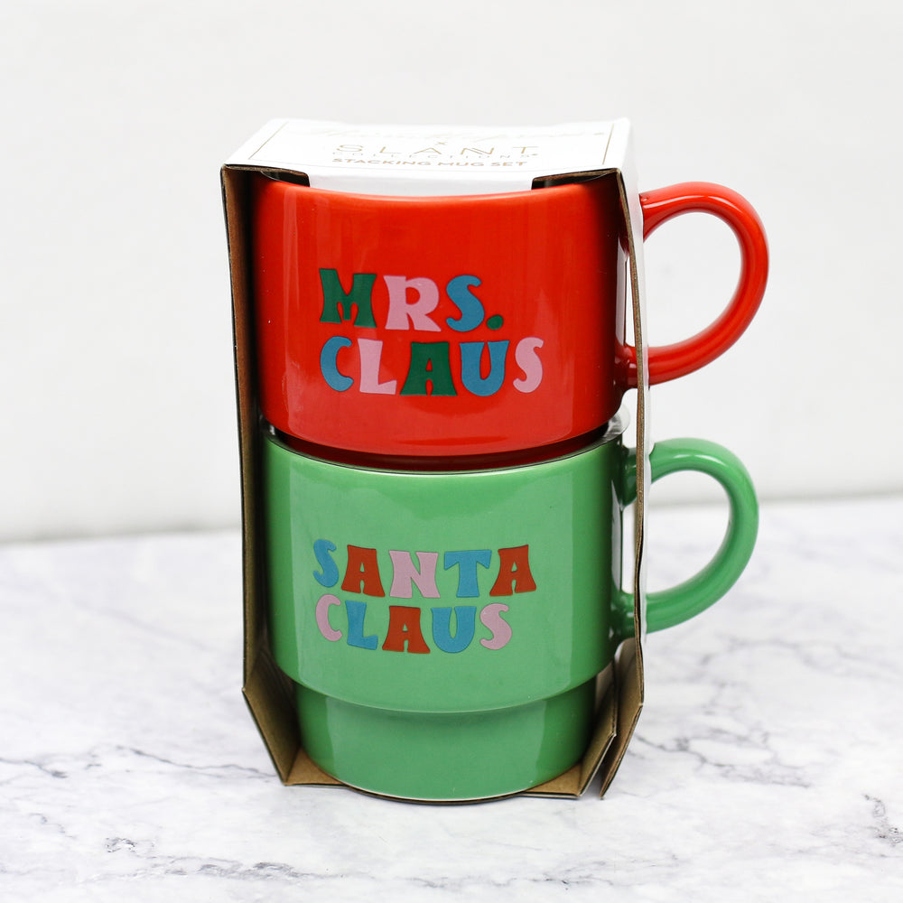 Mrs. Claus/Santa Claus Stacking Mugs