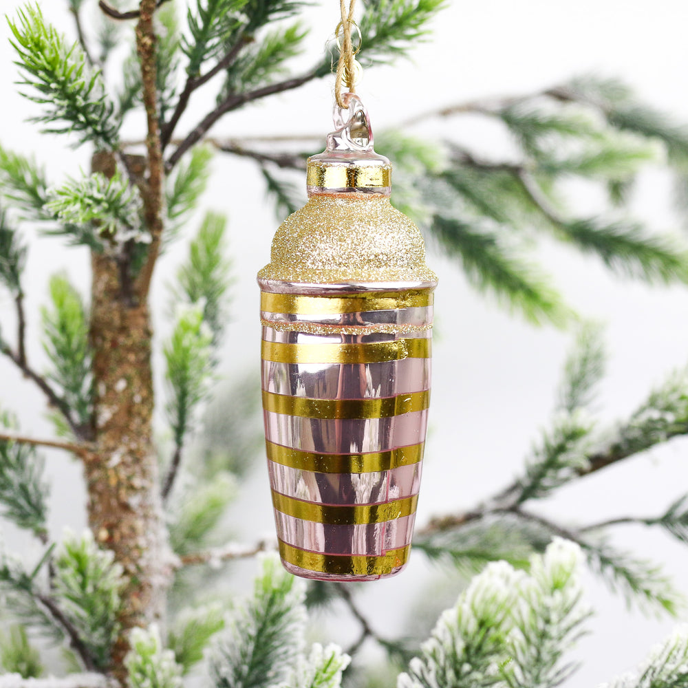 Gold Stripe Cocktail Shaker Ornament