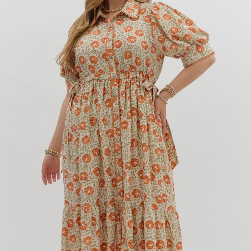 Floral Print Button Dress