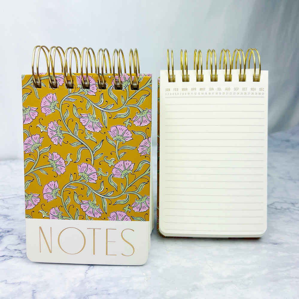 Gold Floral Flip Wire Notepad