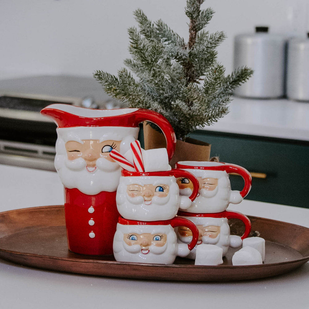Santa Pitcher & Mugs Set