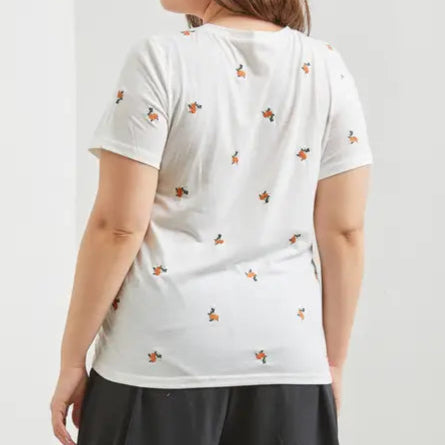 Embroidered Floral Ivory T-Shirt
